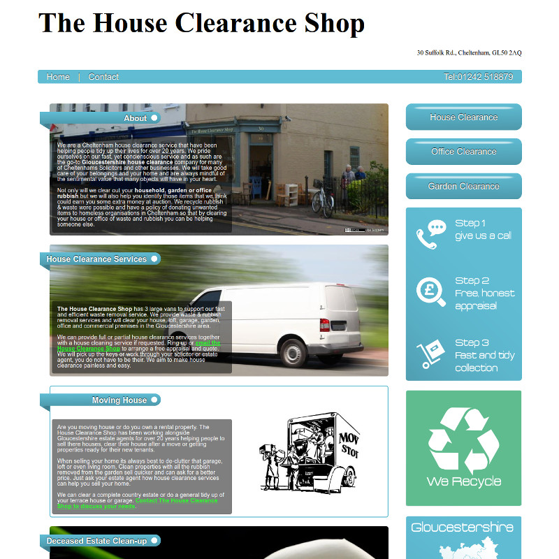 Fast static website for Cheltenham house clearance business