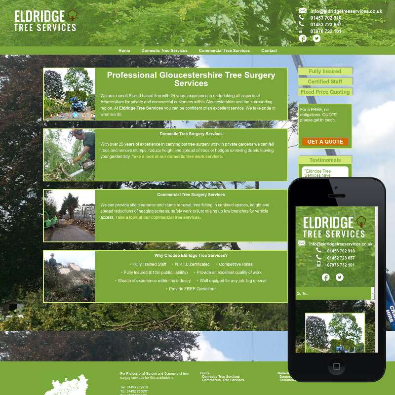 Brochure website designed for a Stroud based tree services company