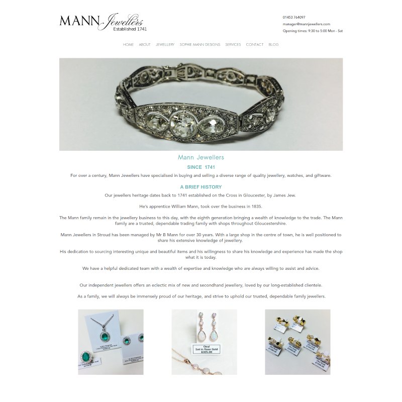 Strouds Jewellery Shop, a simple brochure website to show off what they have in store