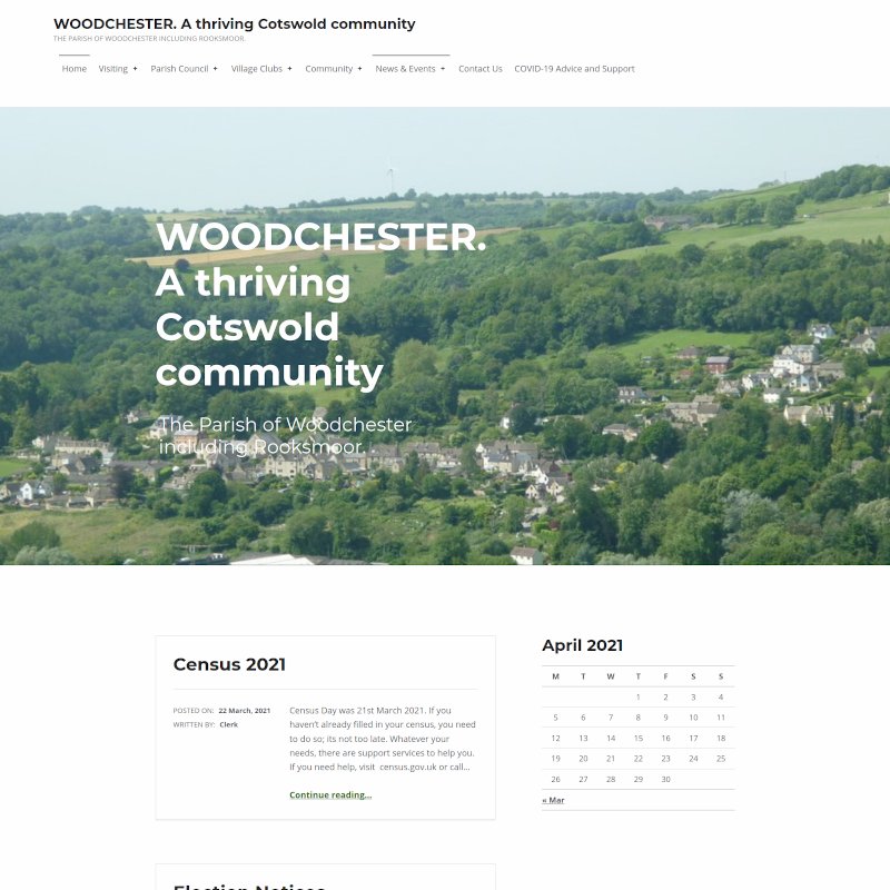 Local community website for Woodchester parish council