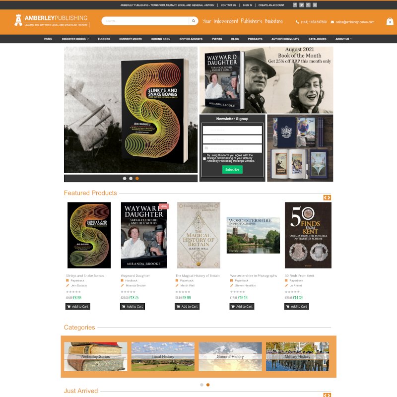 Magento website development of Amberely Publishing, Stroud