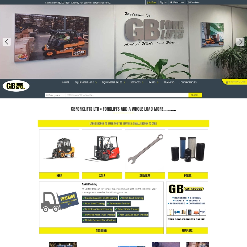 Upgrade and development of multi-site magento website for forklift company in Gloucester