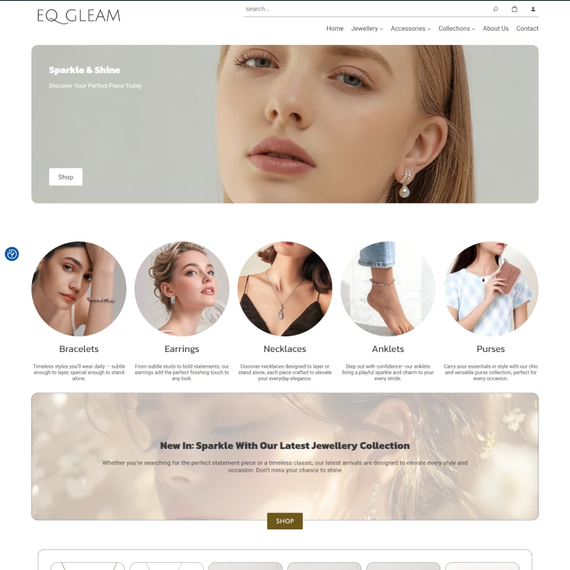 EQ Gleam Woocommerce website development project screen shot